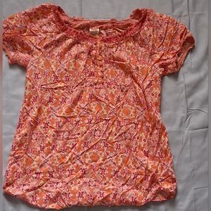 Faded Glory Pink and Orange Boho Floral Blouse